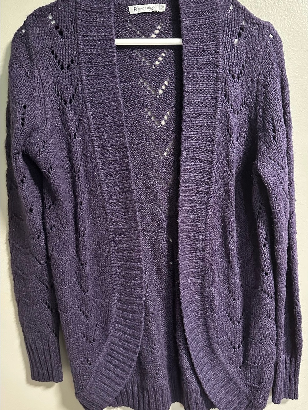 Revolution by Ricki’s Open-Front Knit Cardigan in Deep Purple Size Large